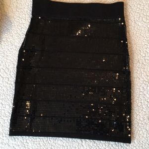 Black sequin mini skirt